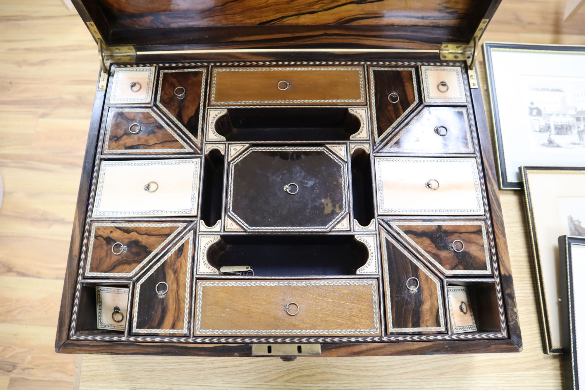 An Anglo-Indian brass-bound coromandel dressing case, 19th century
